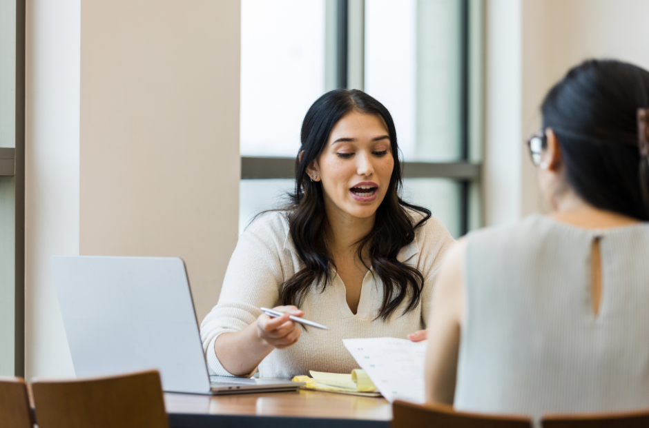 Native American woman in meeting