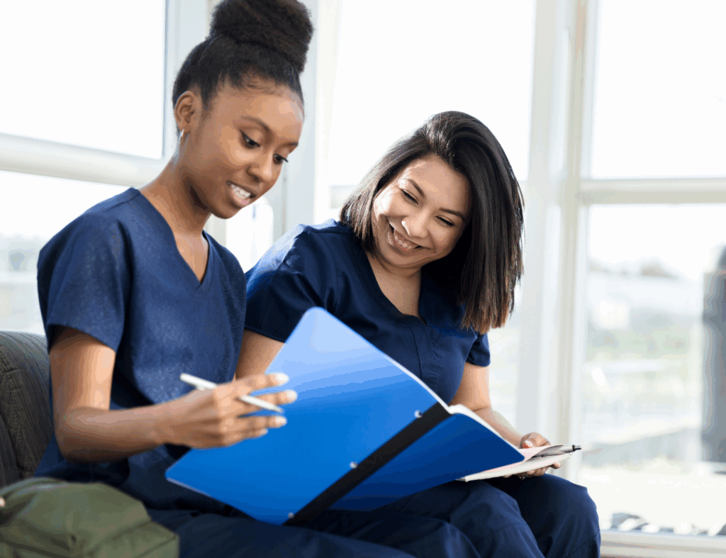 Nurses studying