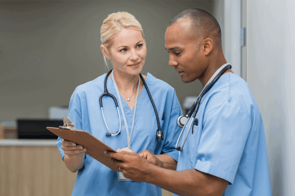 two nurses consulting