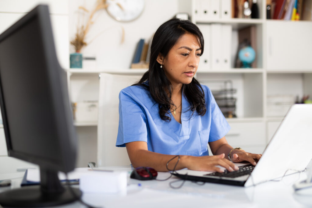 Physician assessing data